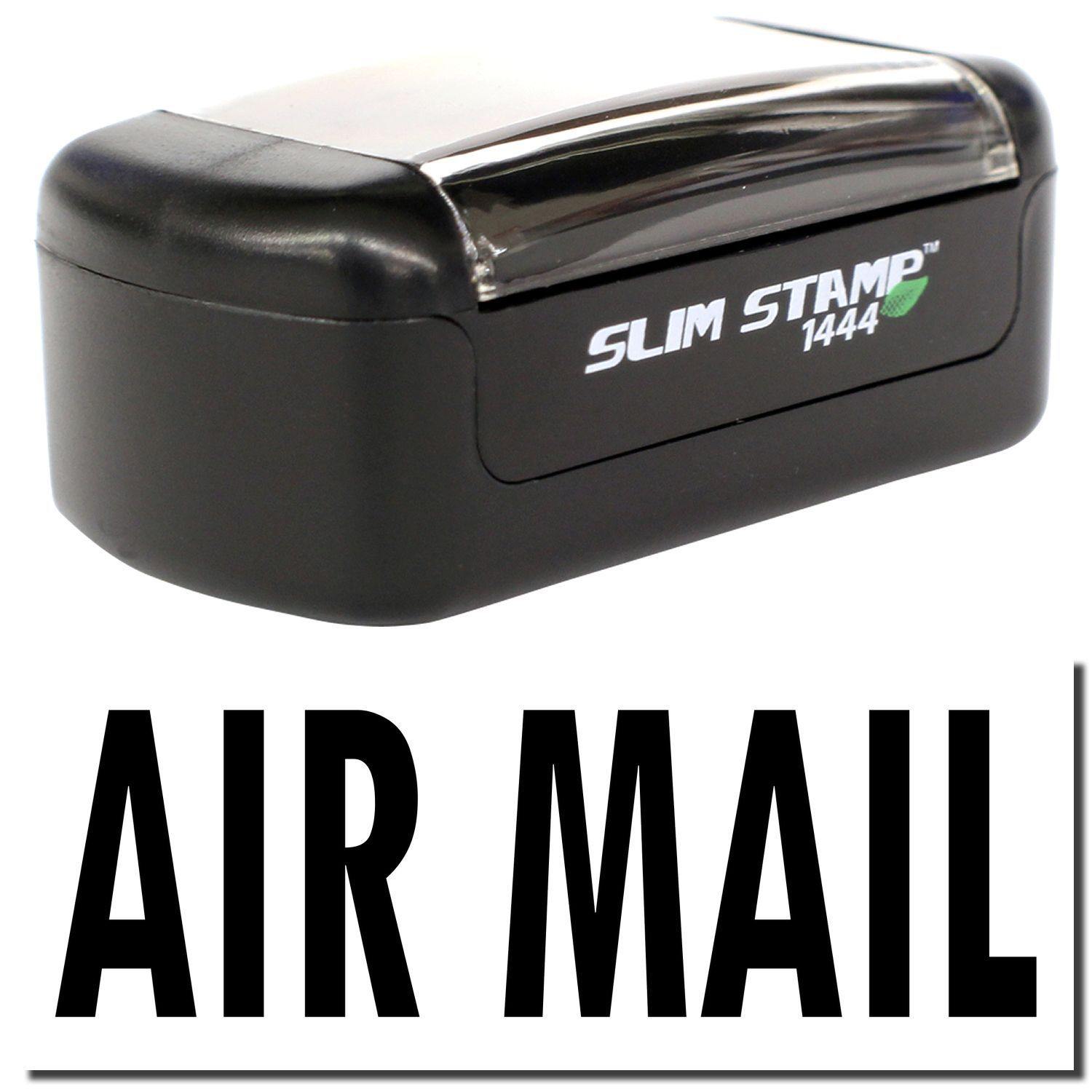 A stock office pre-inked stamp with a stamped image showing how the text AIR MAIL is displayed after stamping.