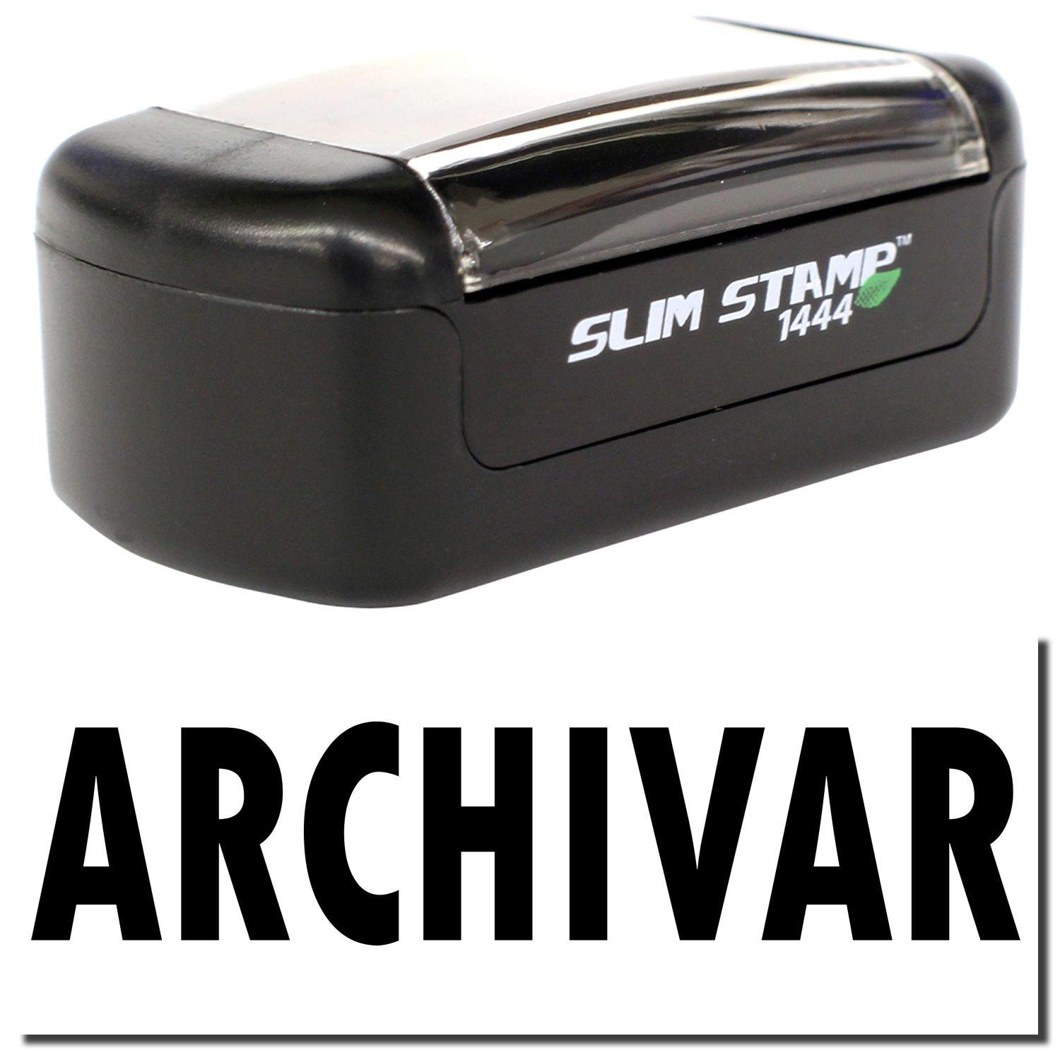 A stock office pre-inked stamp with a stamped image showing how the text ARCHIVAR is displayed after stamping.