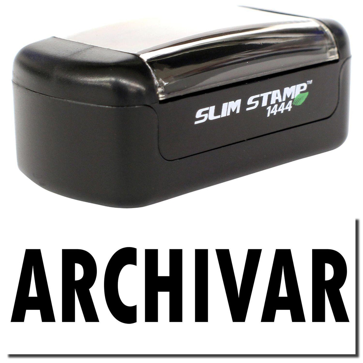 A stock office pre-inked stamp with a stamped image showing how the text &quot;ARCHIVAR&quot; is displayed after stamping.