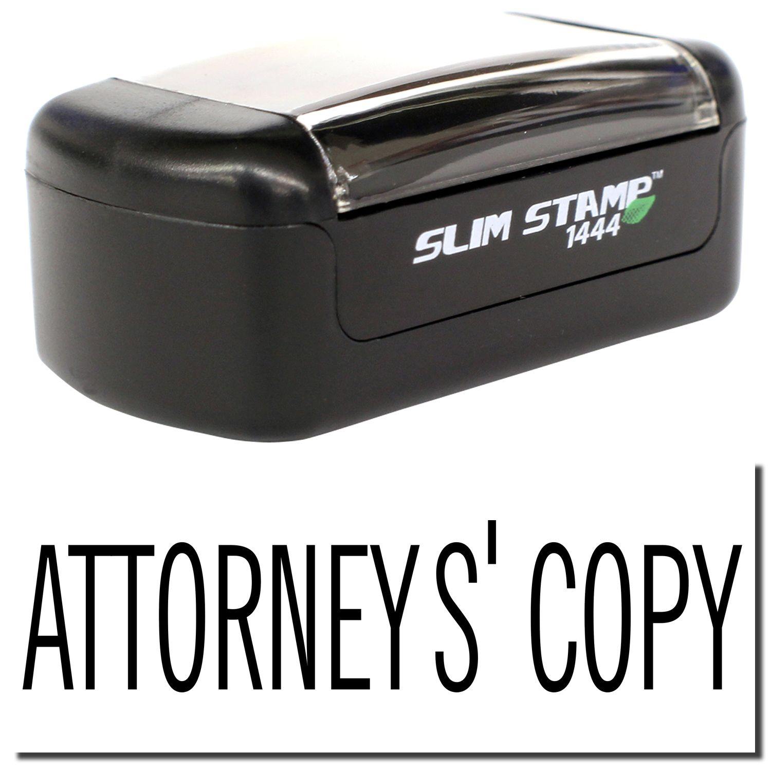 A stock office pre-inked stamp with a stamped image showing how the text ATTORNEYS' COPY is displayed after stamping.