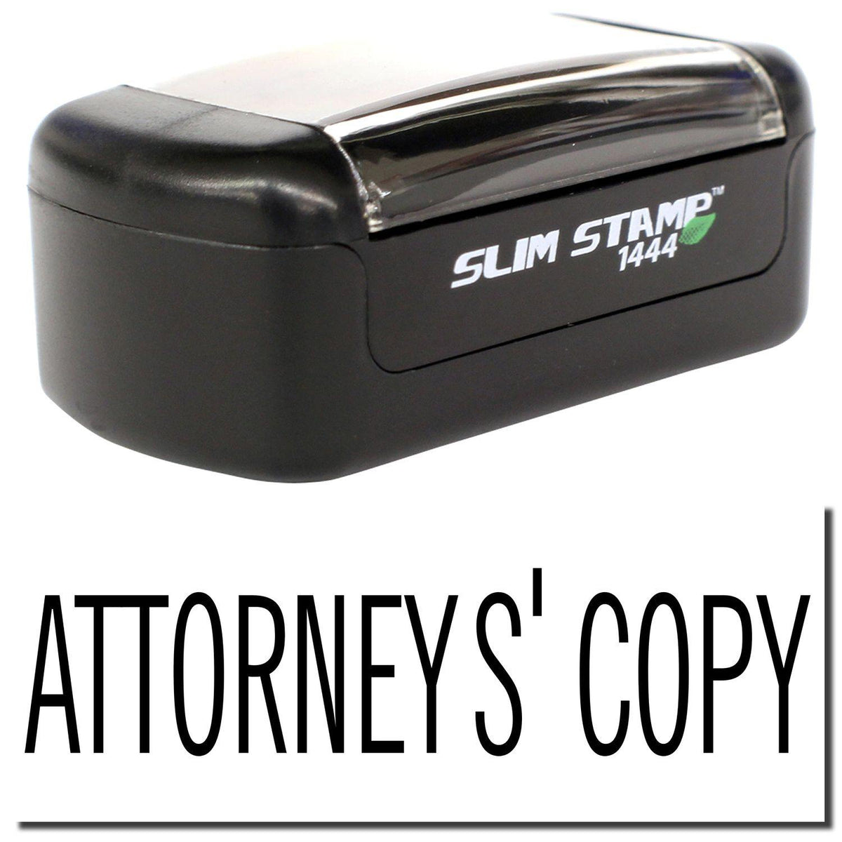 A stock office pre-inked stamp with a stamped image showing how the text &quot;ATTORNEYS&#39; COPY&quot; is displayed after stamping.