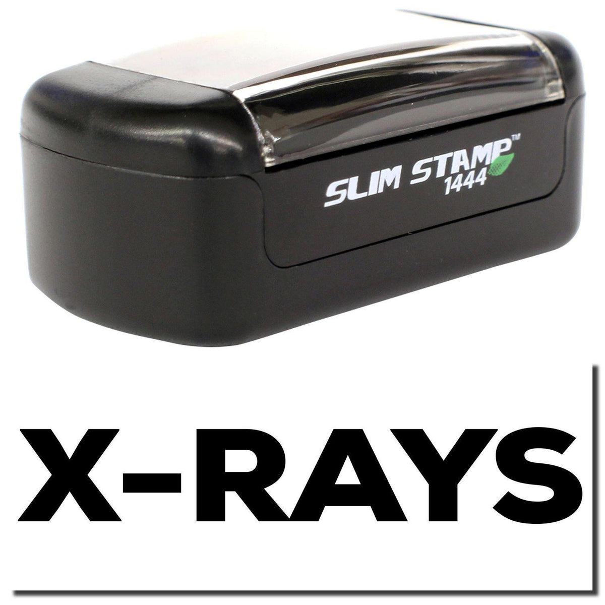 A stock office pre-inked stamp with a stamped image showing how the text &quot;X-RAYS&quot; in bold font is displayed after stamping.
