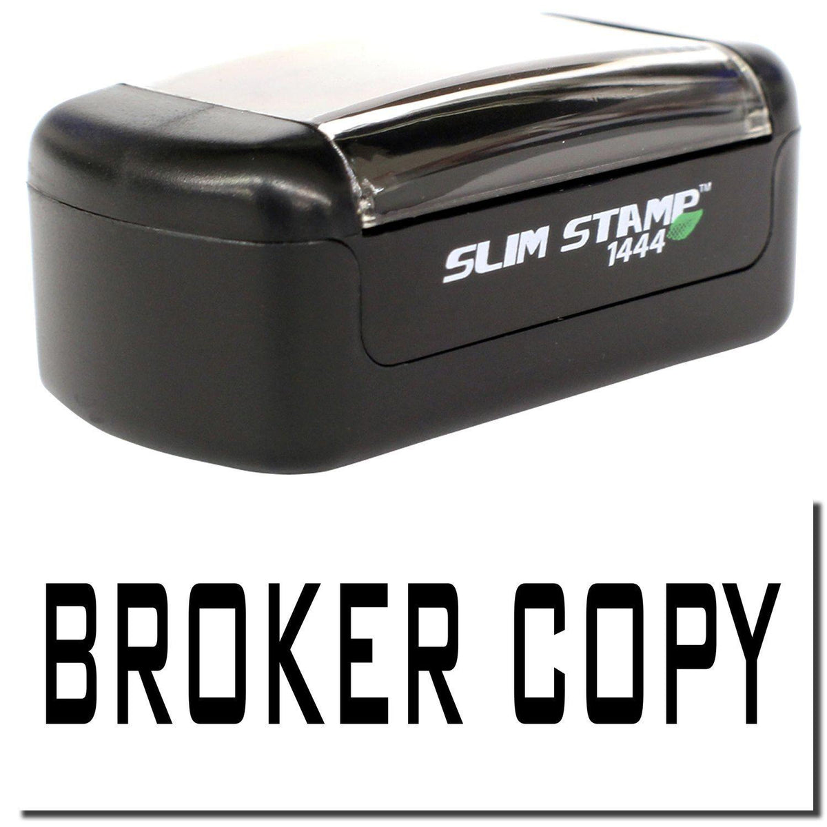 A stock office pre-inked stamp with a stamped image showing how the text &quot;BROKER COPY&quot; is displayed after stamping.