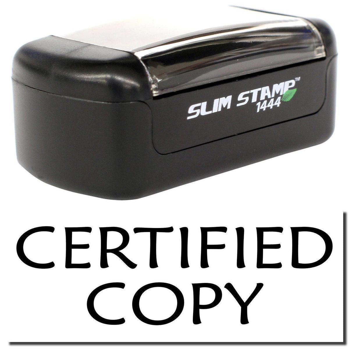 A stock office pre-inked stamp with a stamped image showing how the text &quot;CERTIFIED COPY&quot; is displayed after stamping.