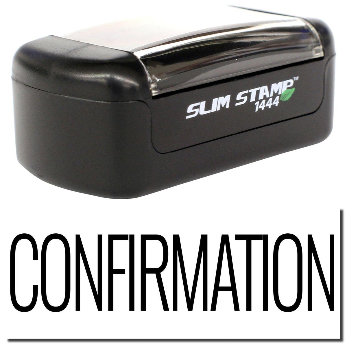 A stock office pre-inked stamp with a stamped image showing how the text &quot;CONFIRMATION&quot; is displayed after stamping.