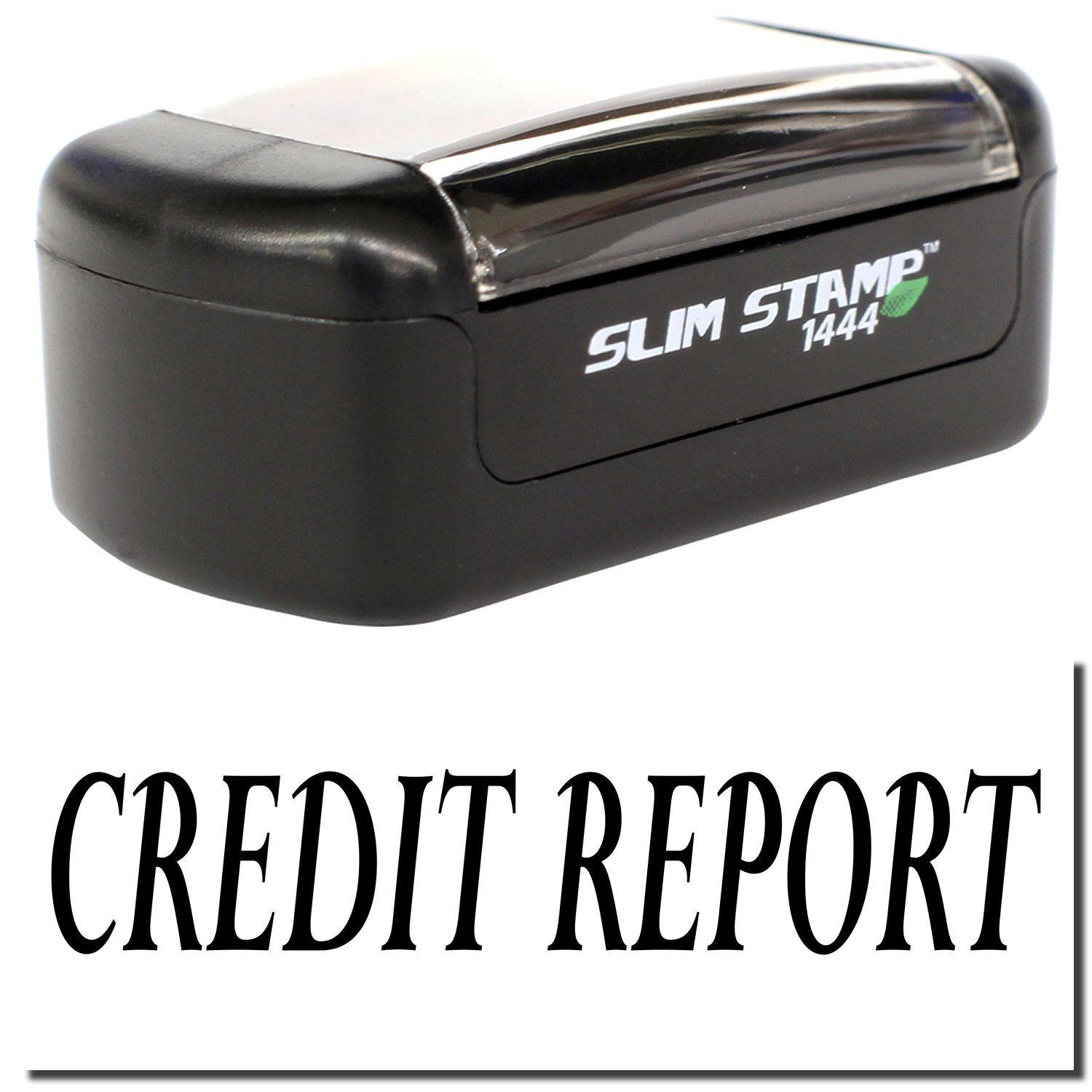 A stock office pre-inked stamp with a stamped image showing how the text CREDIT REPORT is displayed after stamping.