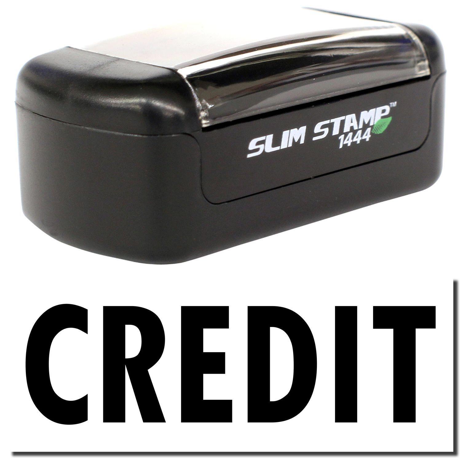 A stock office pre-inked stamp with a stamped image showing how the text "CREDIT" is displayed after stamping.