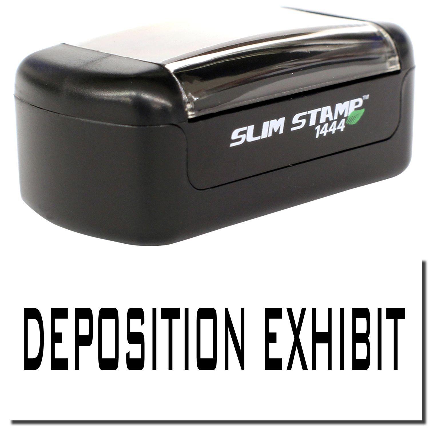 A stock office pre-inked stamp with a stamped image showing how the text "DEPOSITION EXHIBIT" is displayed after stamping.