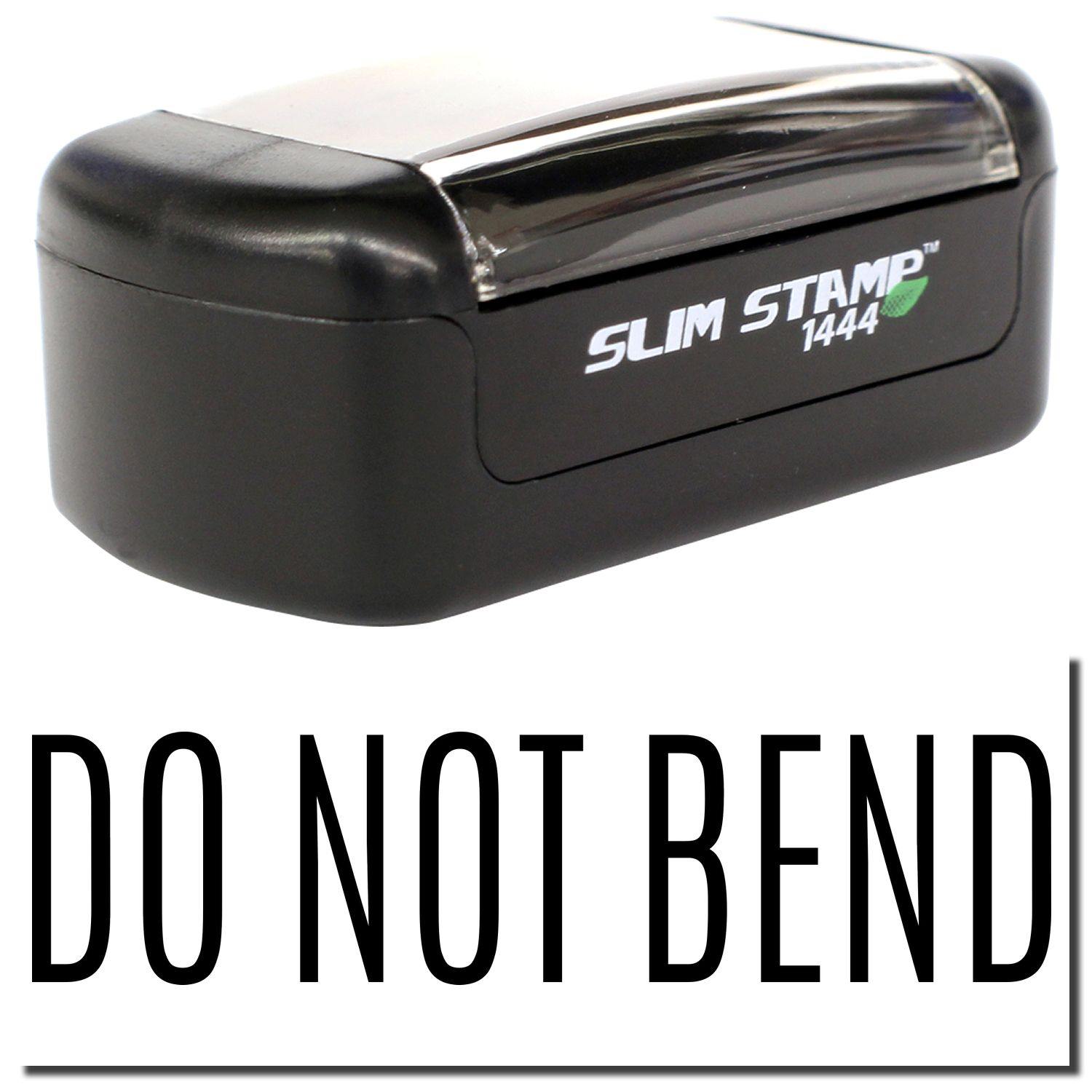 A stock office pre-inked stamp with a stamped image showing how the text DO NOT BEND is displayed after stamping.