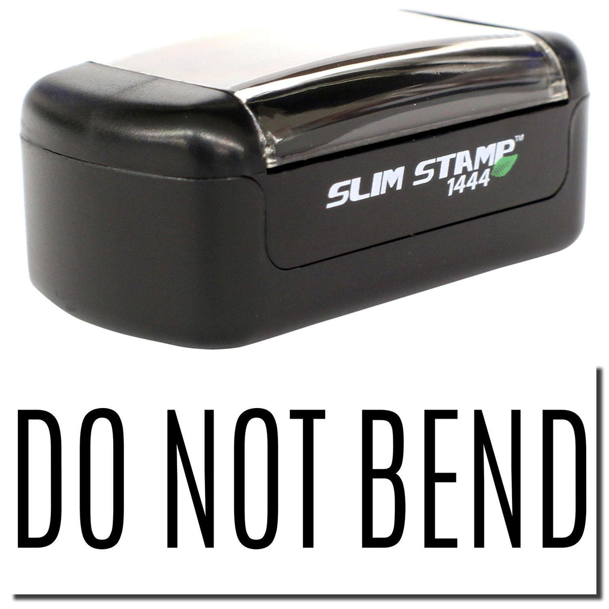 A stock office pre-inked stamp with a stamped image showing how the text &quot;DO NOT BEND&quot; is displayed after stamping.