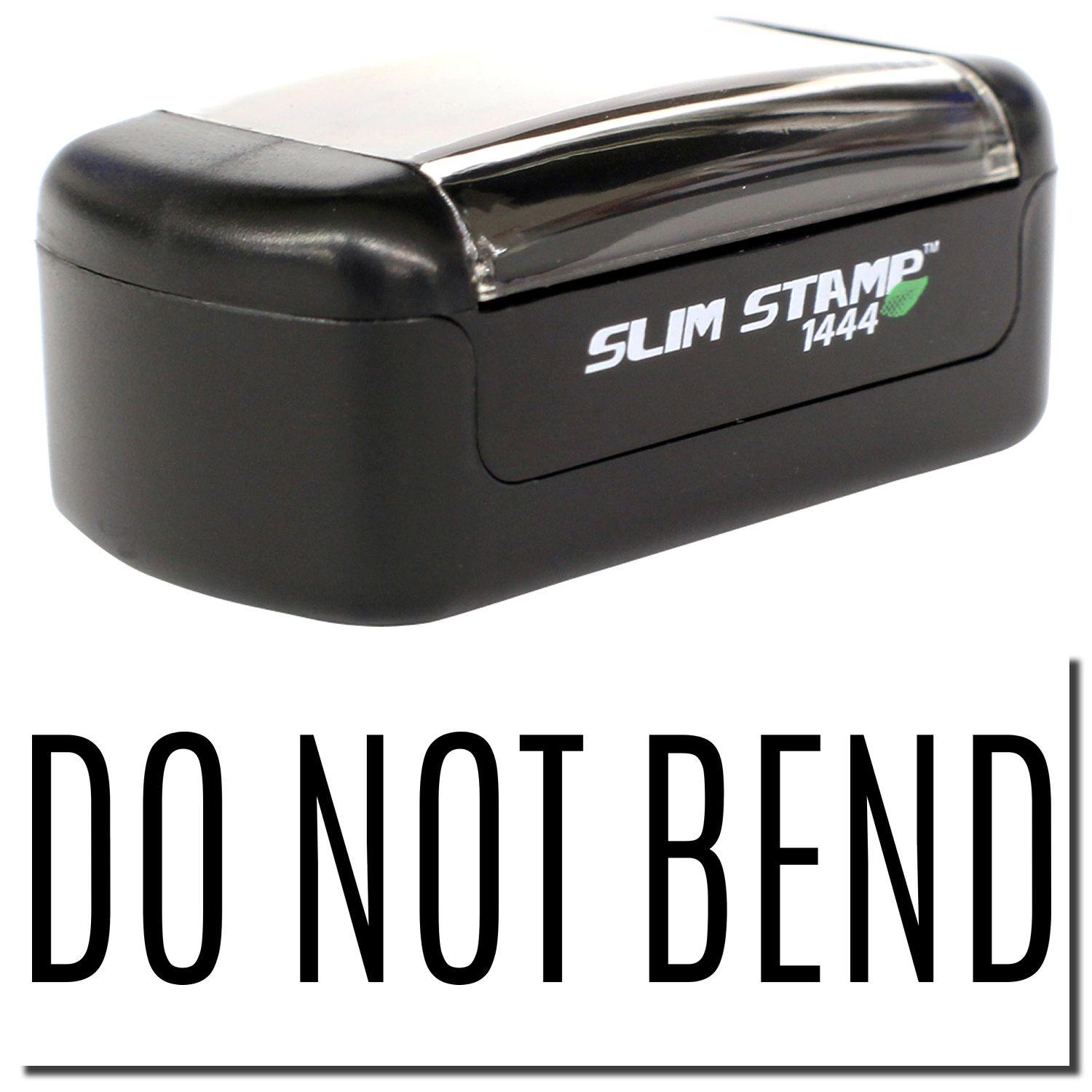 A stock office pre-inked stamp with a stamped image showing how the text "DO NOT BEND" is displayed after stamping.
