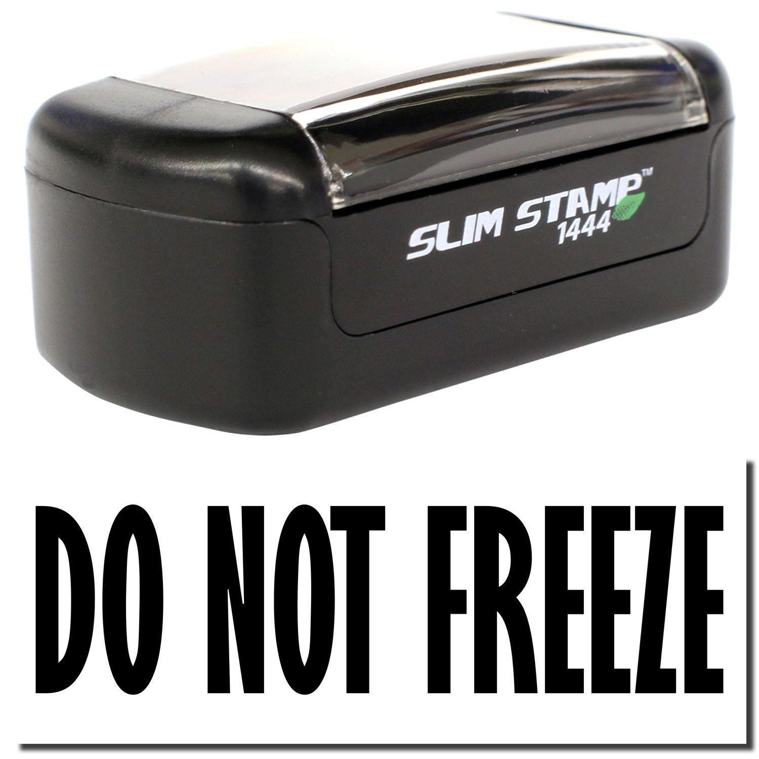A stock office pre-inked stamp with a stamped image showing how the text "DO NOT FREEZE" is displayed after stamping.