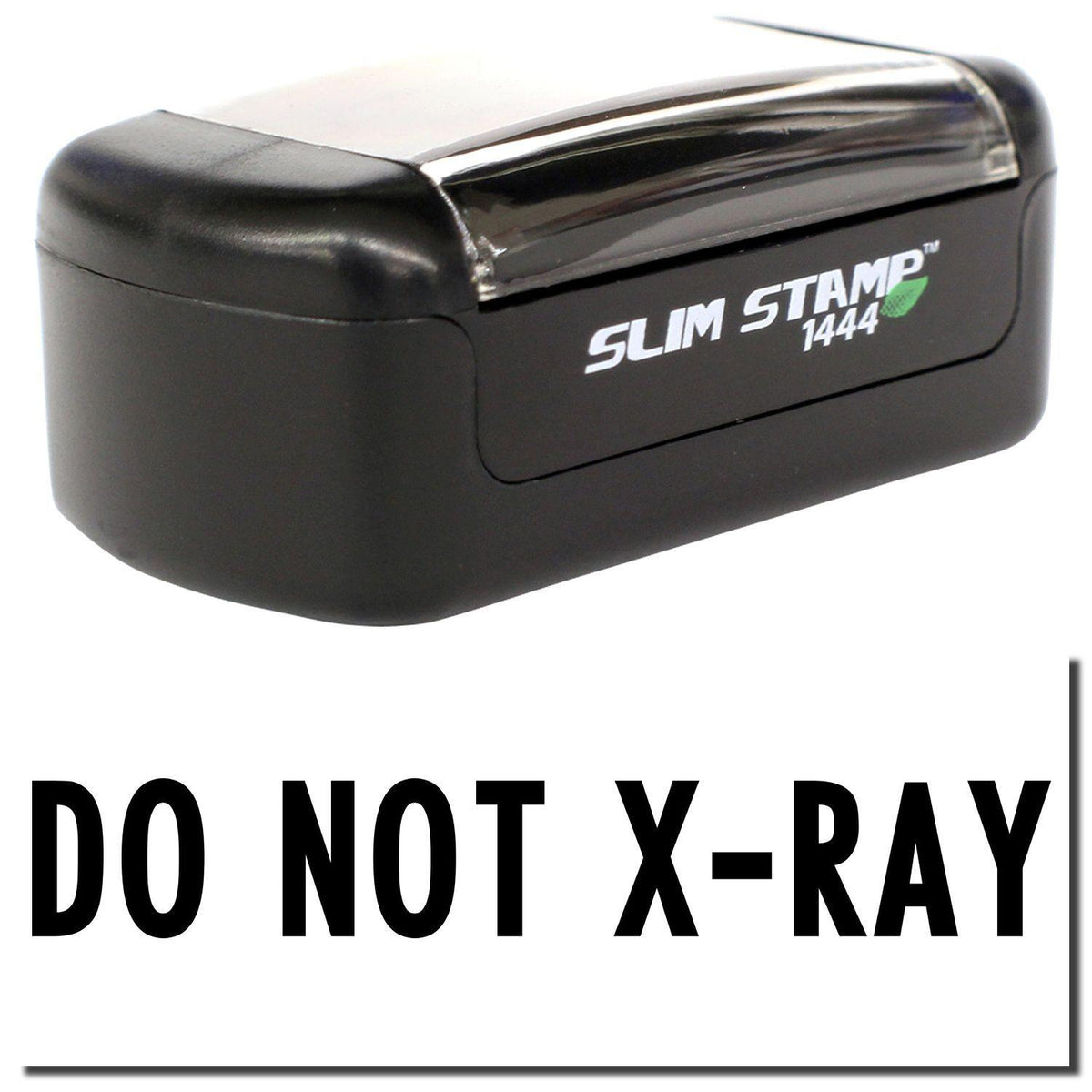 A stock office pre-inked stamp with a stamped image showing how the text &quot;DO NOT X-RAY&quot; is displayed after stamping.