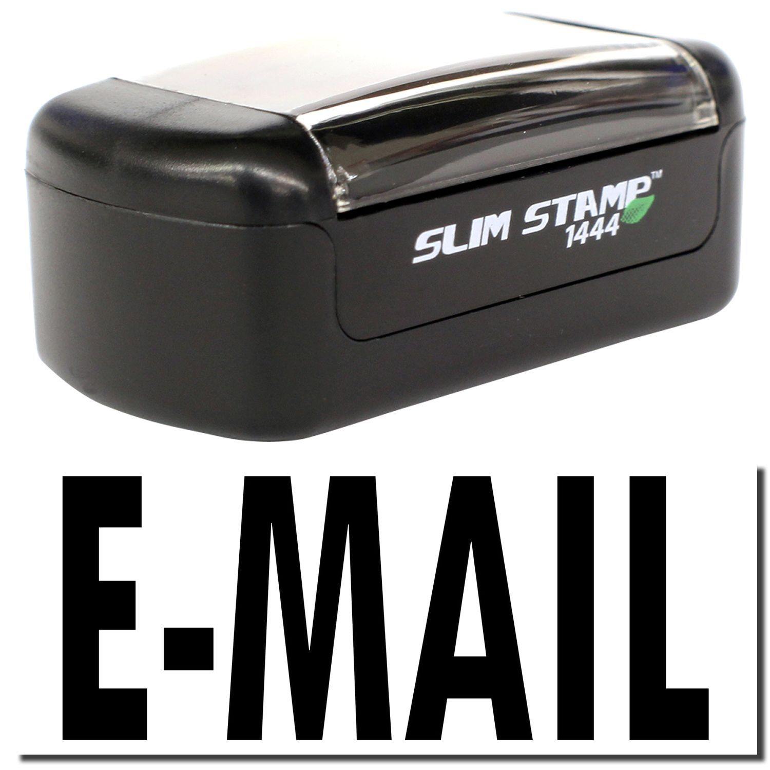 A stock office pre-inked stamp with a stamped image showing how the text E-MAIL is displayed after stamping.