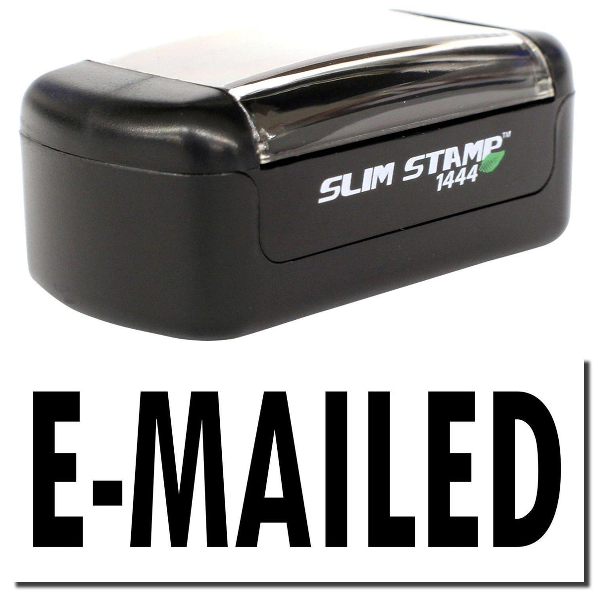 A stock office pre-inked stamp with a stamped image showing how the text &quot;E-MAILED&quot; is displayed after stamping.
