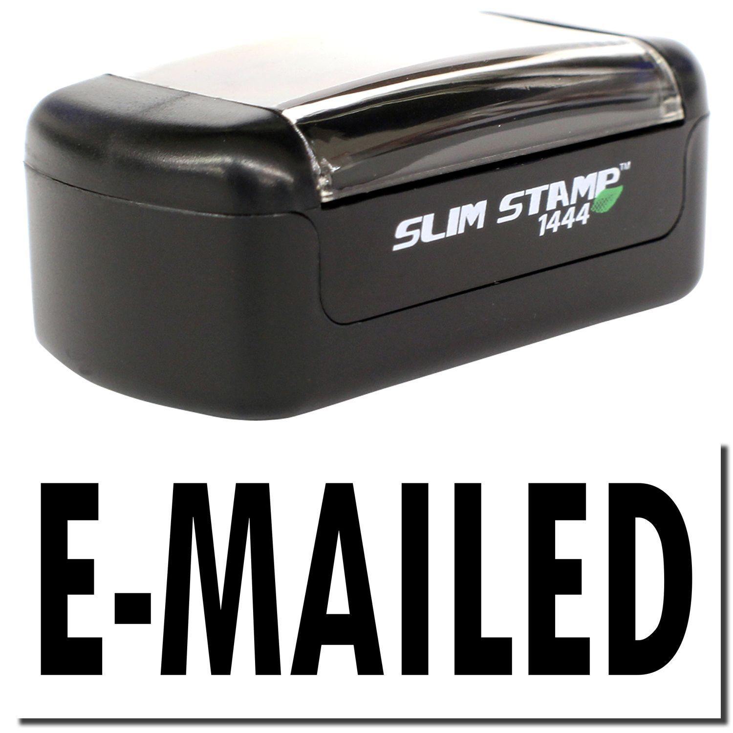 A stock office pre-inked stamp with a stamped image showing how the text "E-MAILED" is displayed after stamping.
