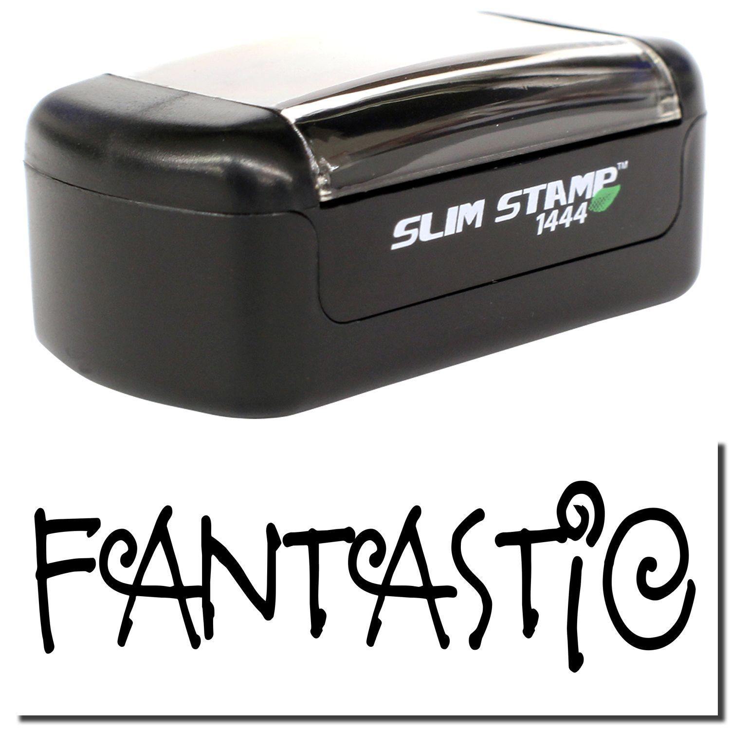 A stock office pre-inked stamp with a stamped image showing how the text FANTASTIC is displayed after stamping.