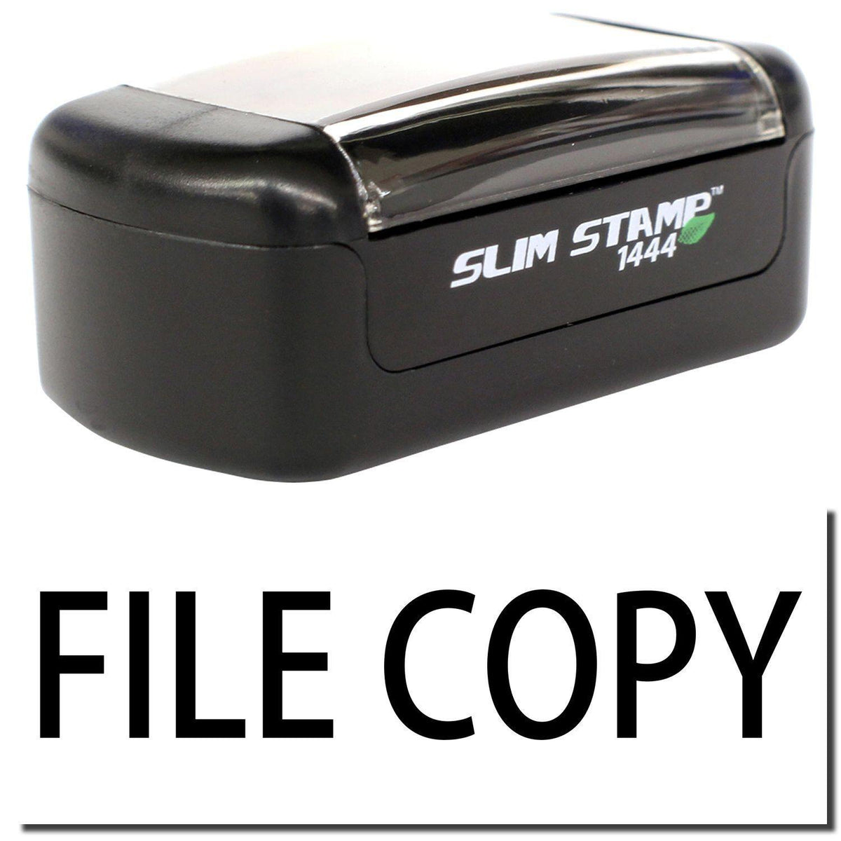 A stock office pre-inked stamp with a stamped image showing how the text &quot;FILE COPY&quot; is displayed after stamping.