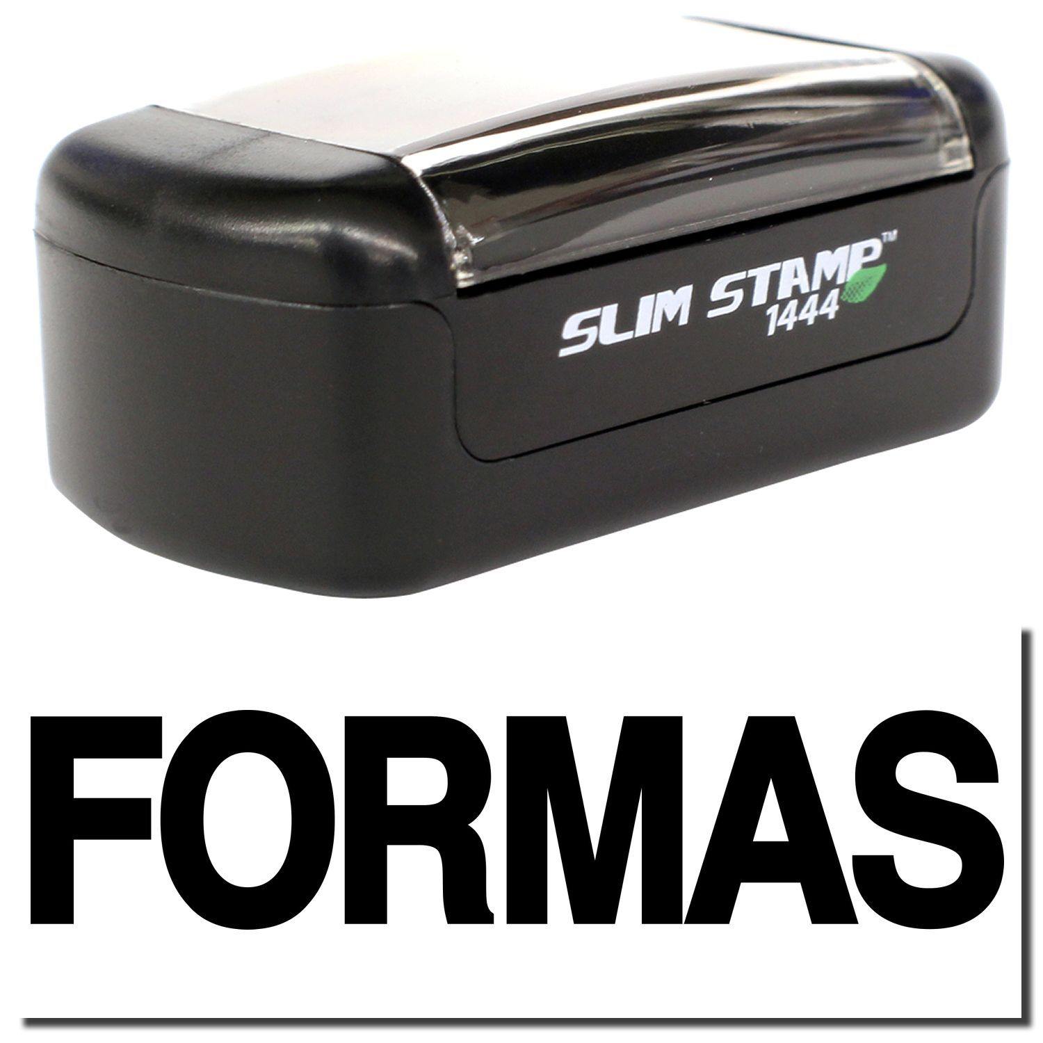 A stock office pre-inked stamp with a stamped image showing how the text FORMAS is displayed after stamping.