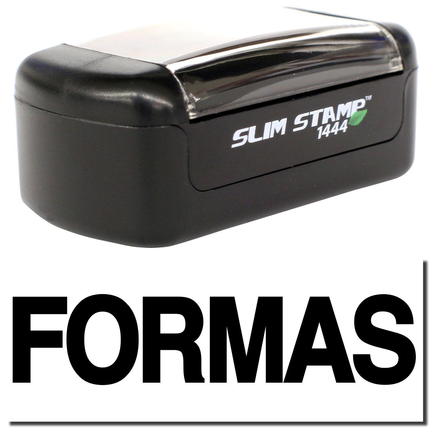 A stock office pre-inked stamp with a stamped image showing how the text "FORMAS" is displayed after stamping.