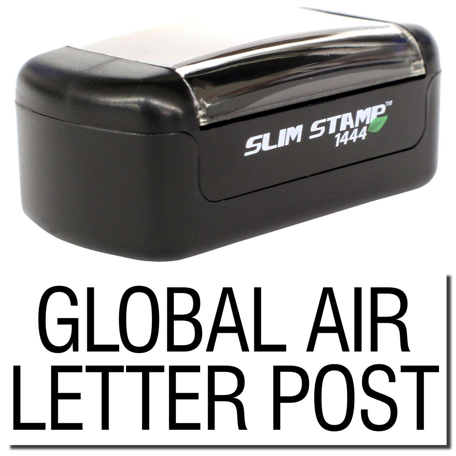 A stock office pre-inked stamp with a stamped image showing how the text GLOBAL AIR LETTER POST is displayed after stamping.