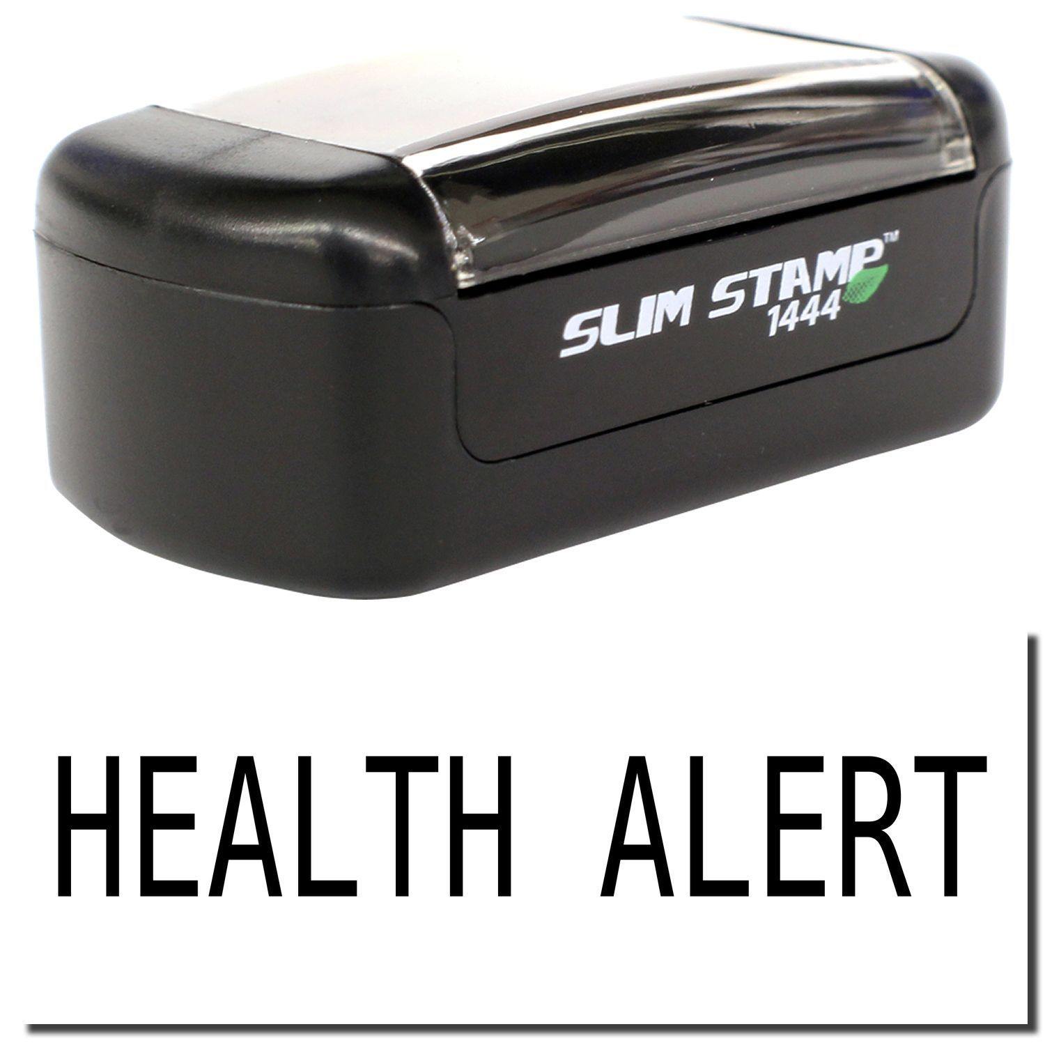 A stock office pre-inked stamp with a stamped image showing how the text "HEALTH ALERT" is displayed after stamping.