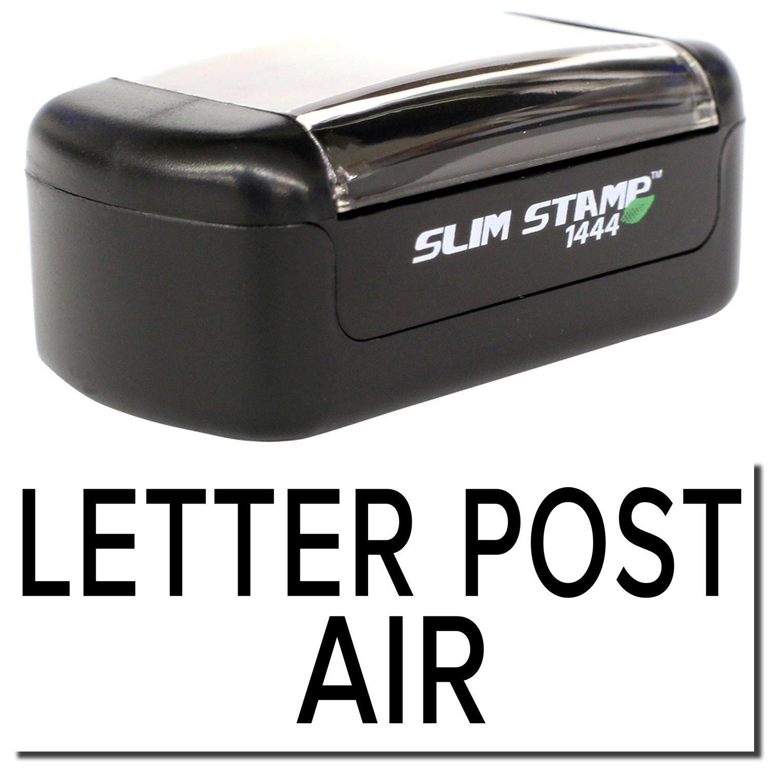A stock office pre-inked stamp with a stamped image showing how the text "LETTER POST AIR" is displayed after stamping.