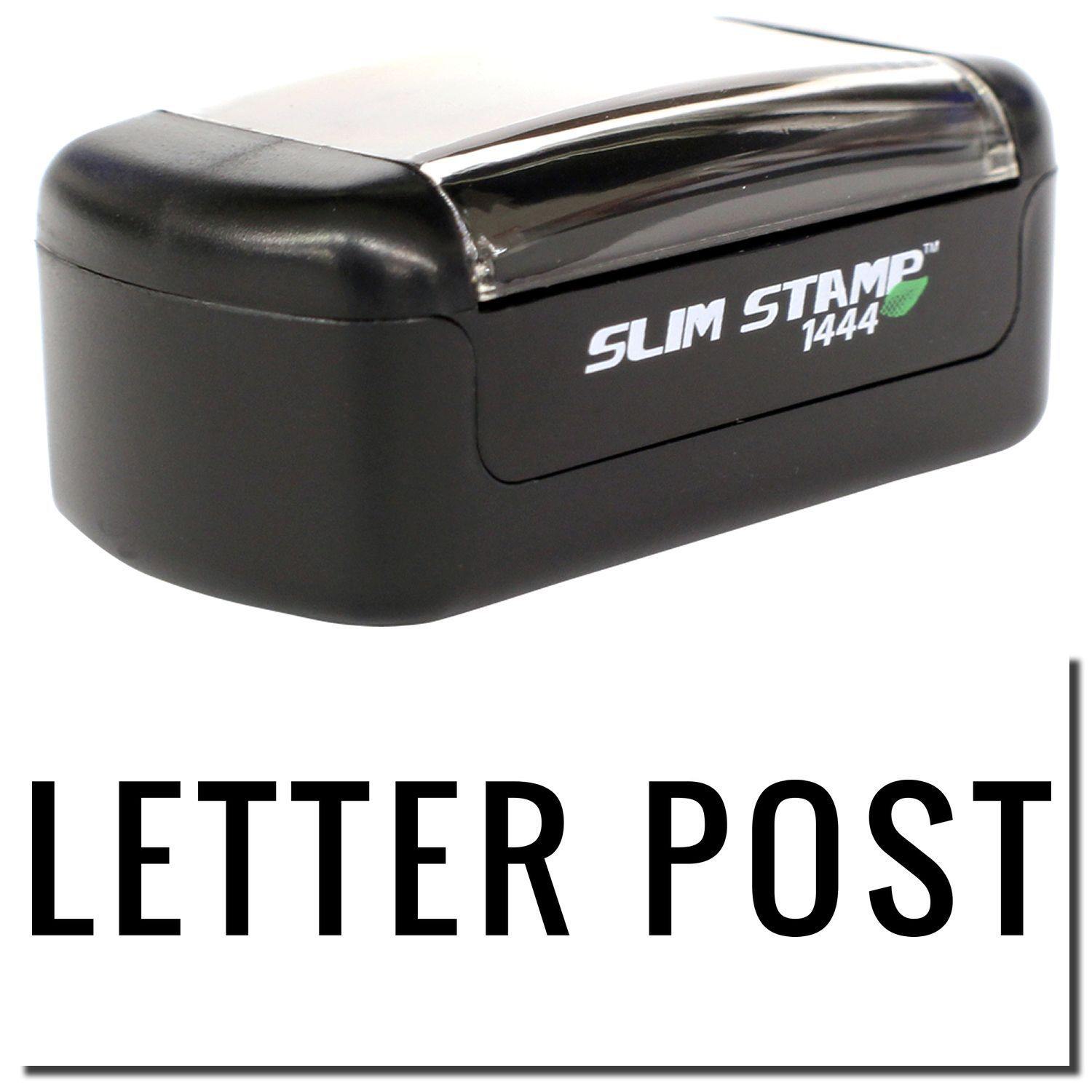 A stock office pre-inked stamp with a stamped image showing how the text LETTER POST is displayed after stamping.