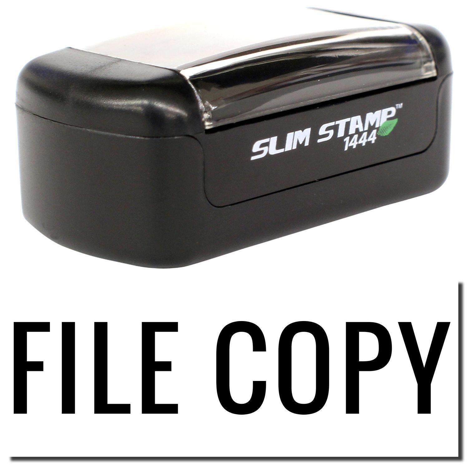 A stock office pre-inked stamp with a stamped image showing how the text "FILE COPY" in a narrow font is displayed after stamping.