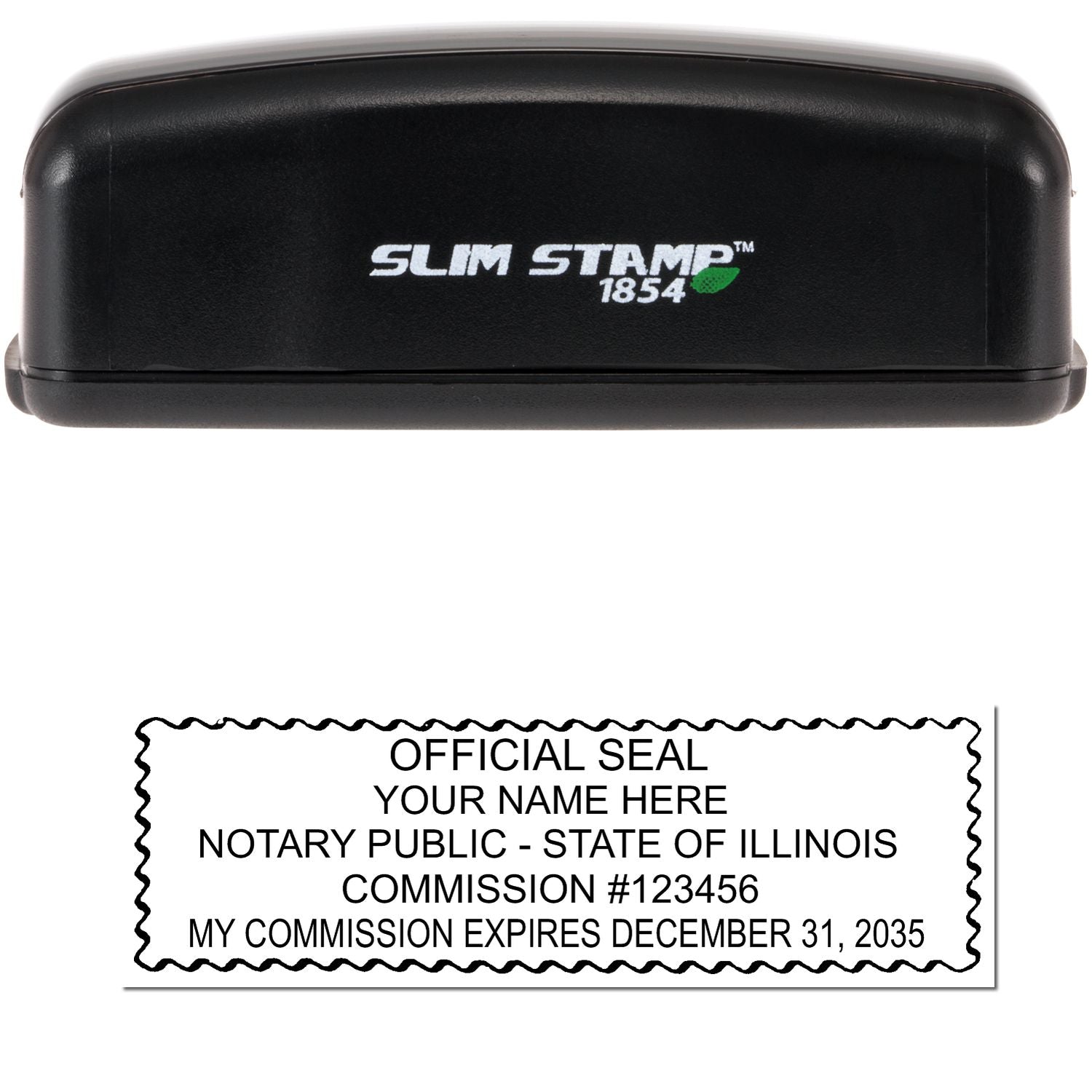 Slim Pre Inked Rectangular Notary Stamp for Illinois