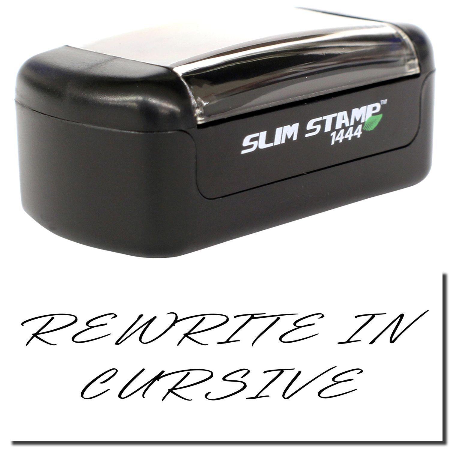 Slim Pre Inked Rewrite In Cursive Stamp Main Image