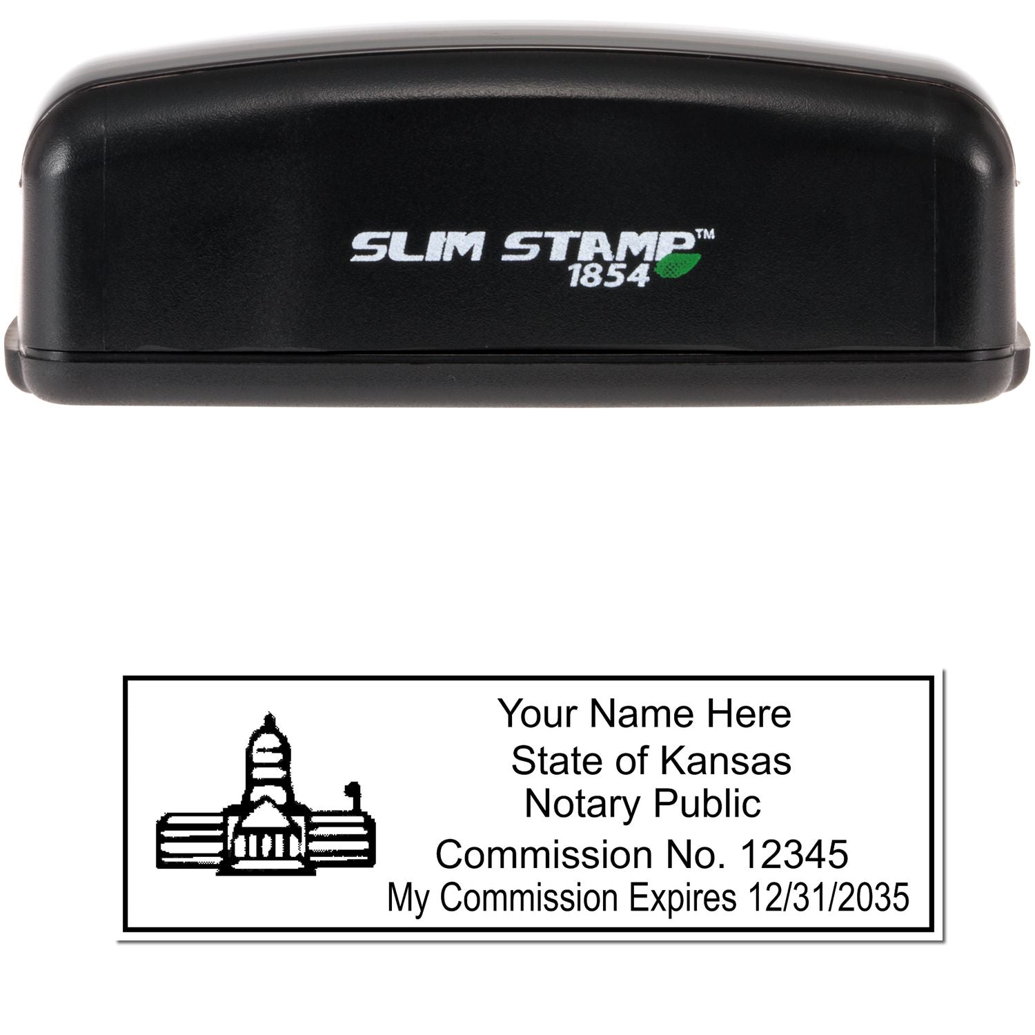 Slim Pre Inked State Seal Notary Stamp for Kansas ESS