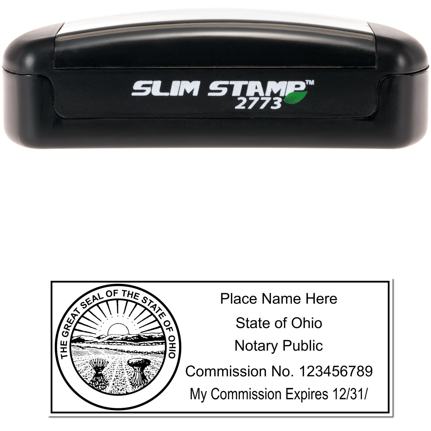 Slim Pre Inked State Seal Notary Stamp for Ohio ESS