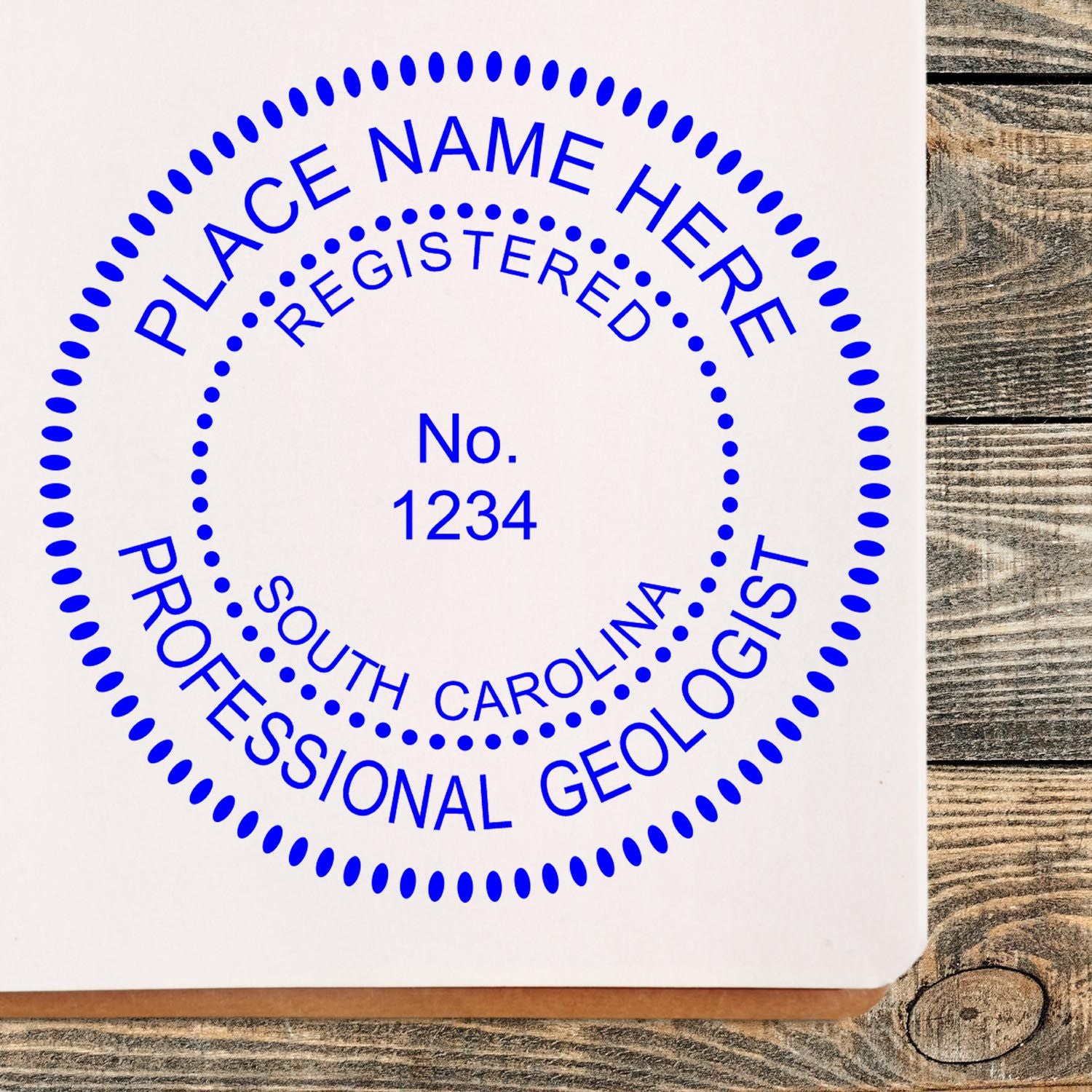 The main image for the Digital South Carolina Geologist Stamp, Electronic Seal for South Carolina Geologist depicting a sample of the imprint and imprint sample