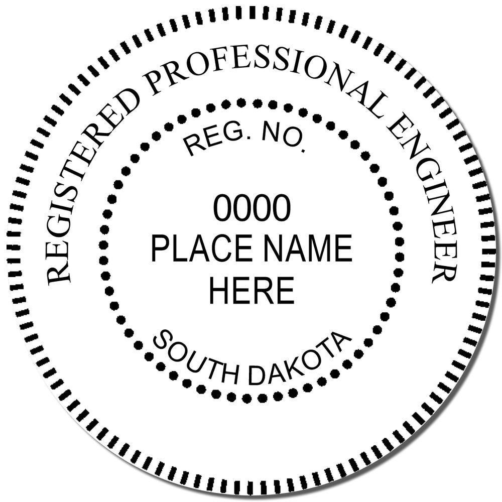 An alternative view of the Digital South Dakota PE Stamp and Electronic Seal for South Dakota Engineer stamped on a sheet of paper showing the image in use