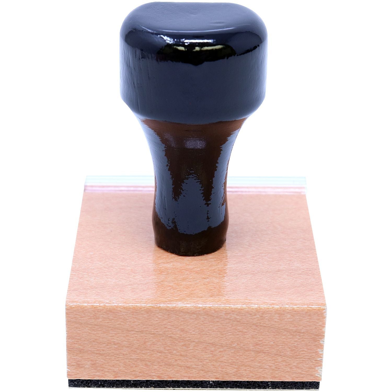 Professional Engineer Regular Rubber Stamp of Seal with a black handle and wooden base, shown from the back view. The stamp is square-shaped with a smooth finish, designed for professional use.