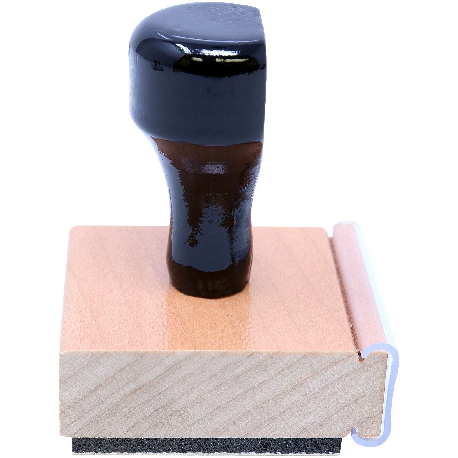 Professional Engineer Regular Rubber Stamp of Seal with a wooden base and black handle, side view.