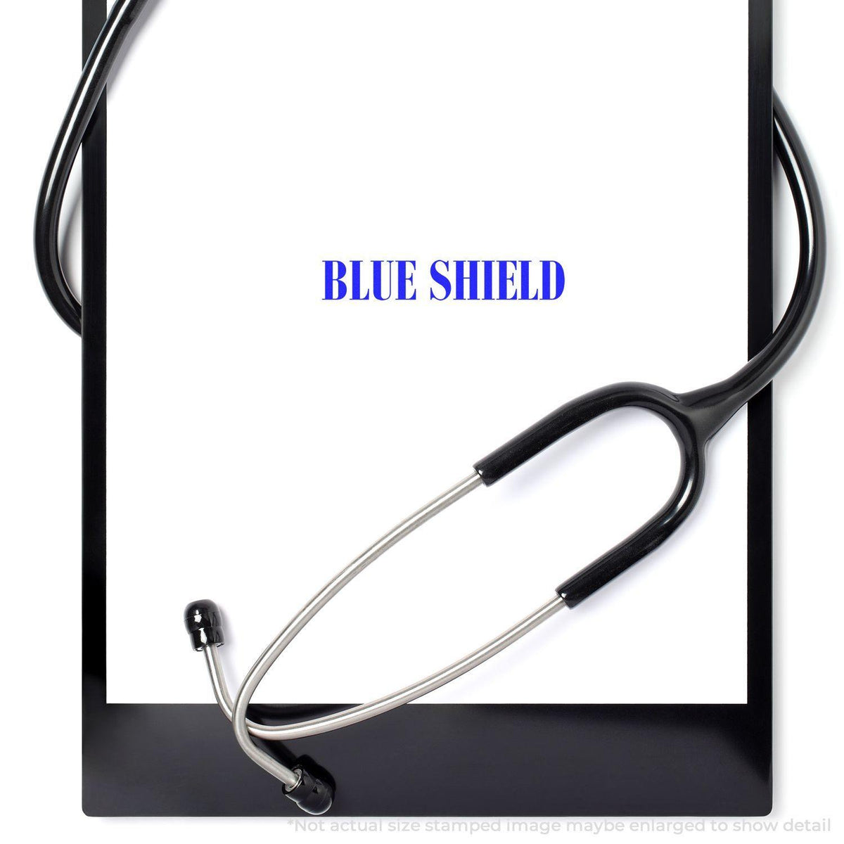 Large Self Inking Blue Shield Stamp Lifestyle Photo