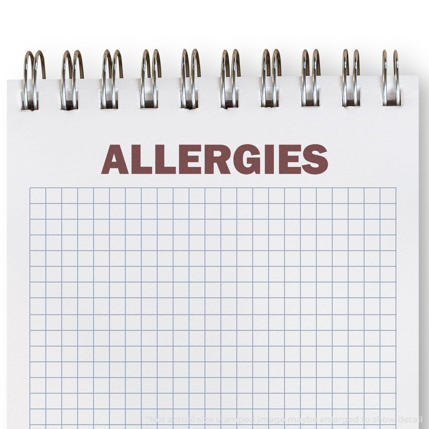 In Use Large Pre-Inked Bold Allergies Stamp Image