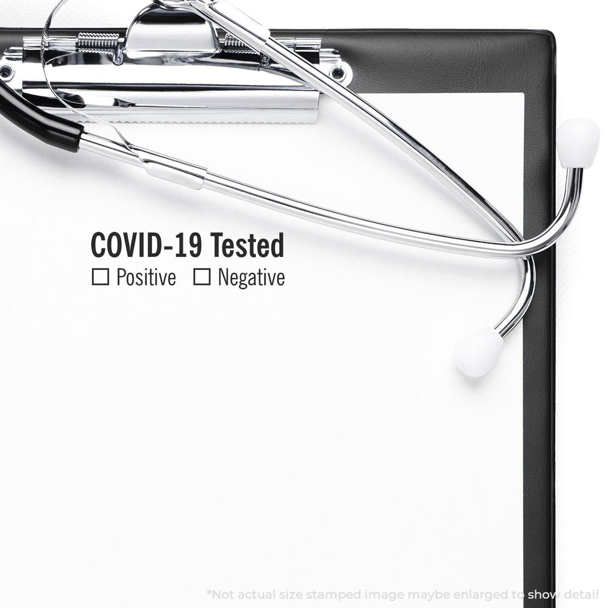 In Use Large Covid-19 Tested Rubber Stamp Image