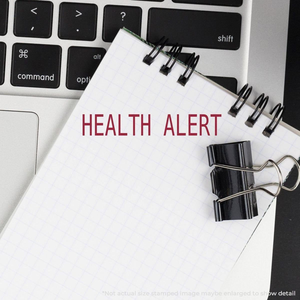 Health Alert Rubber Stamp In Use Photo