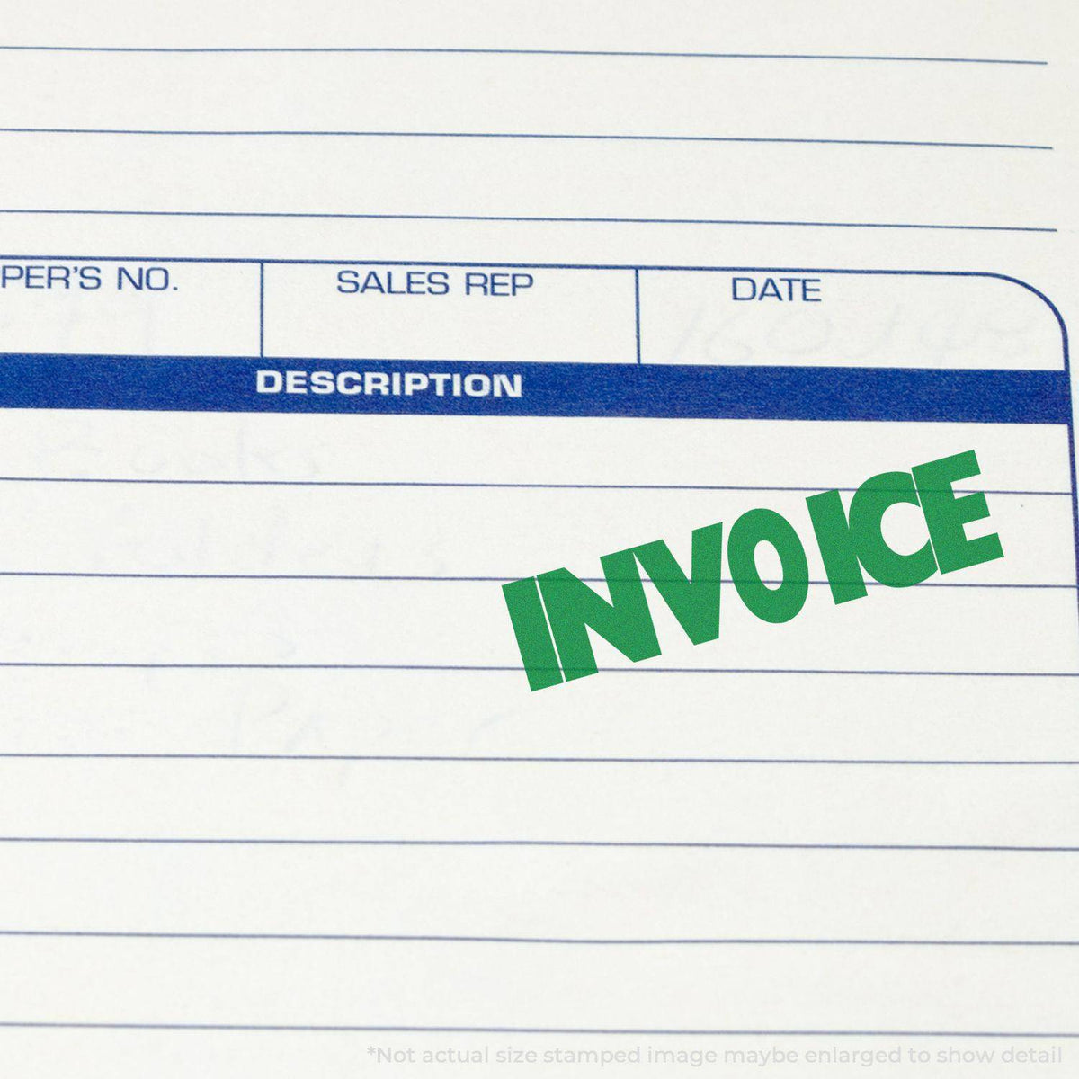 Large Pre-Inked Invoice Stamp In Use Photo