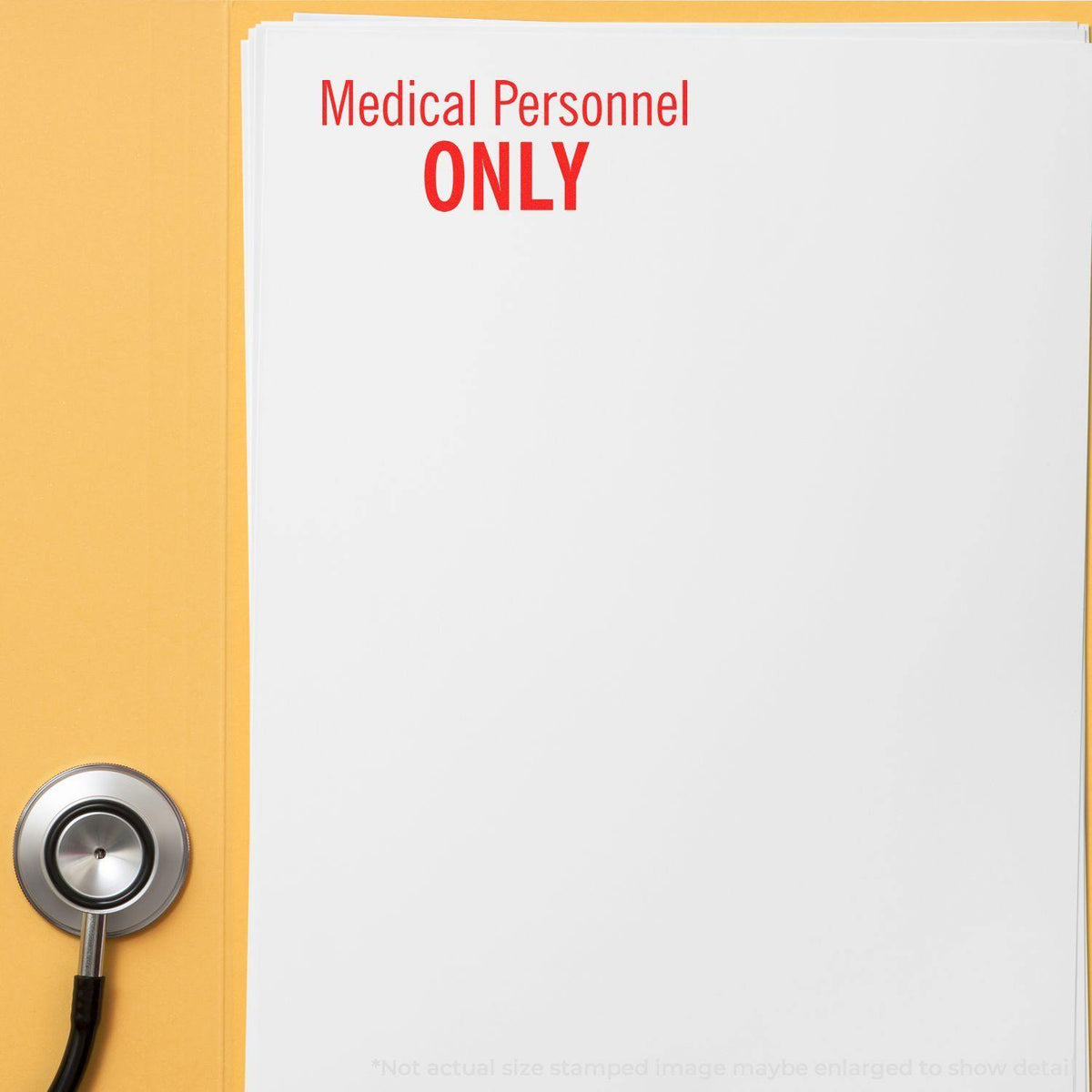 Large Medical Personnel Only Rubber Stamp In Use Photo