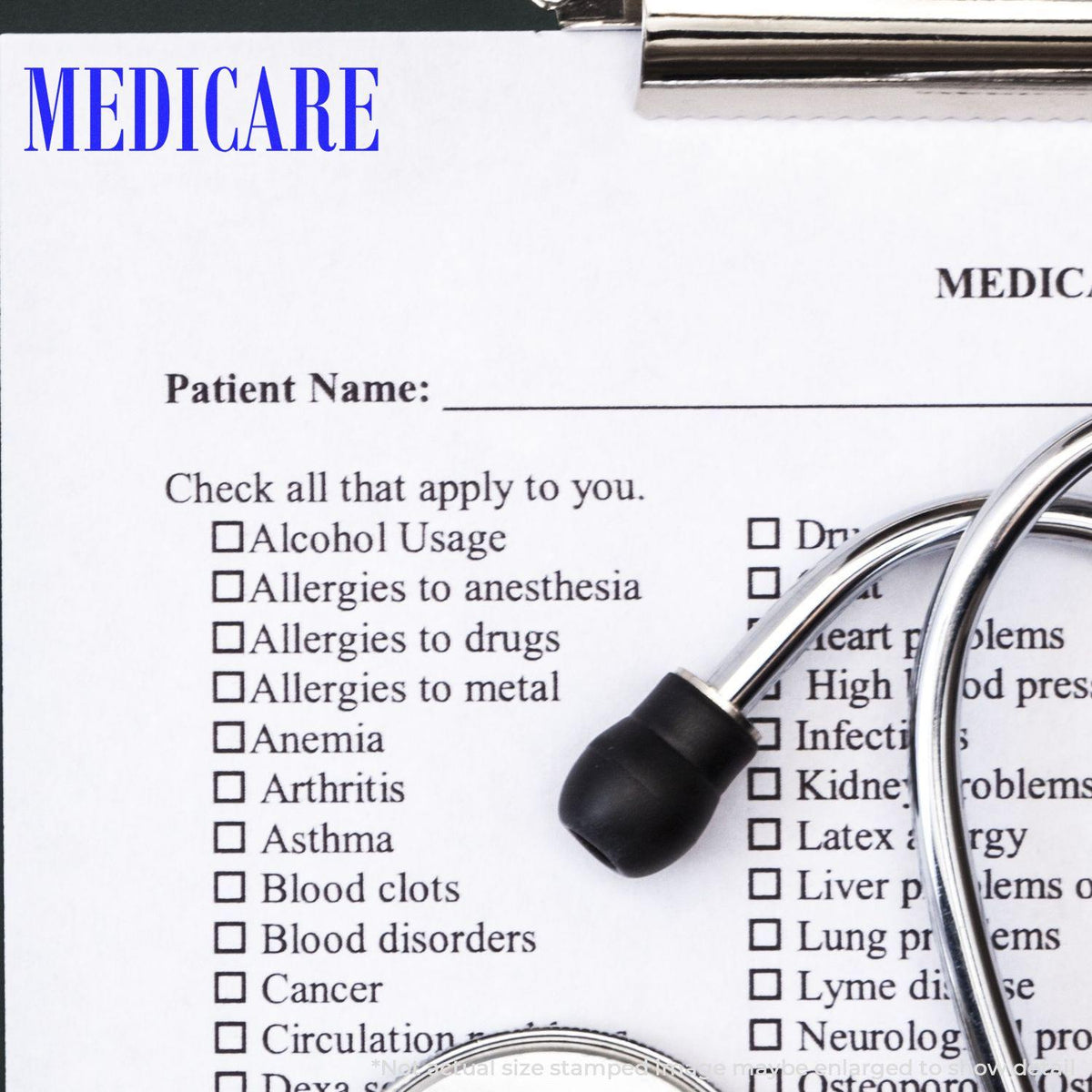 Large Medicare Rubber Stamp In Use Photo