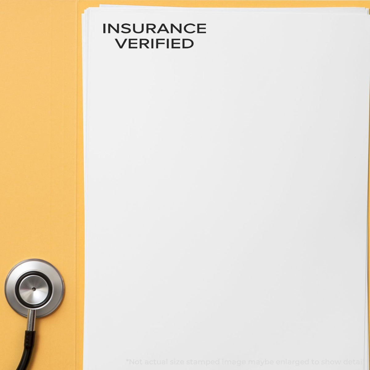 In Use Self-Inking Narrow Font Insurance Verified Stamp Image