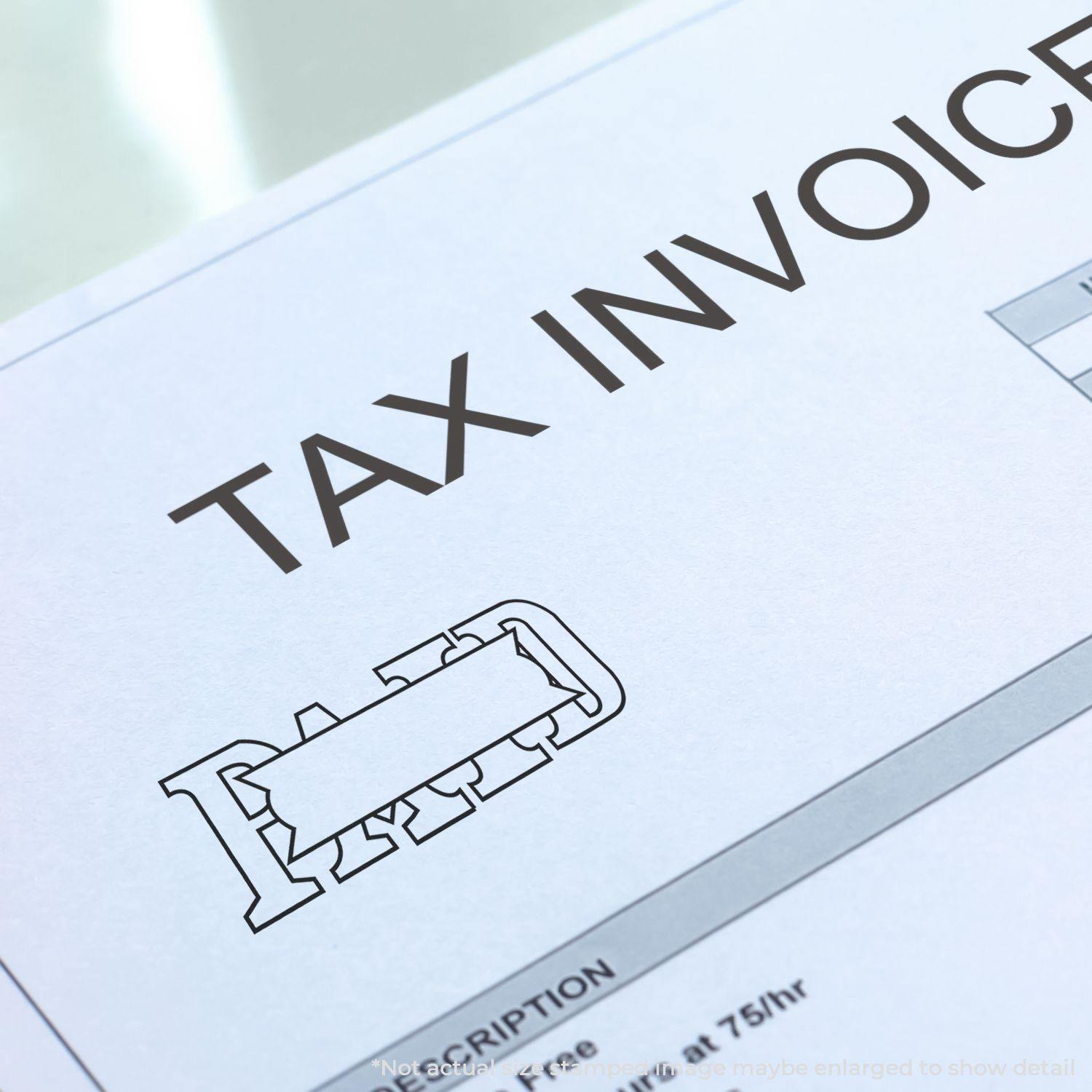 Tax invoice stamped with PAID using the Large Self Inking Paid with Box Stamp, showing clear and bold text within a rectangular box.