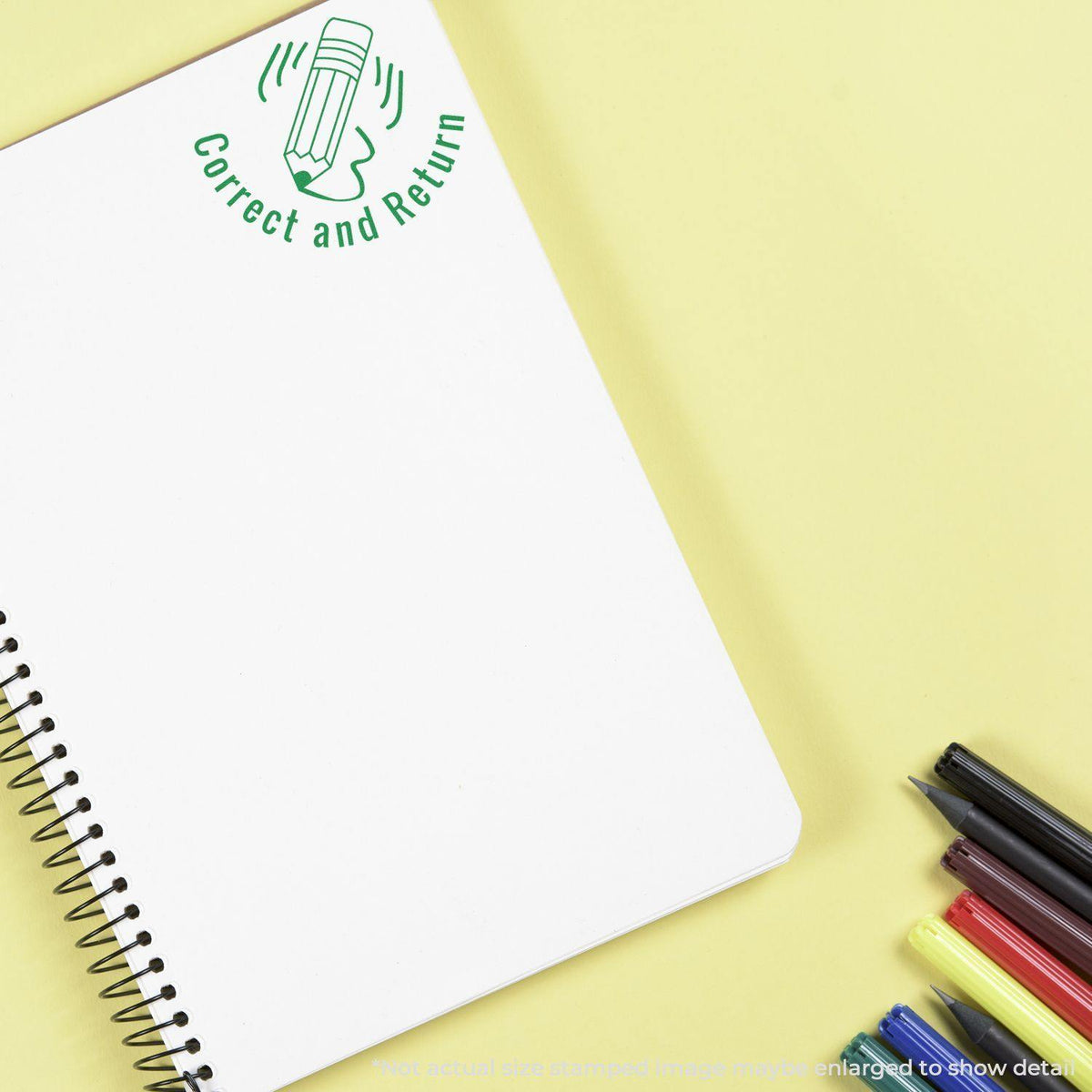 Round Correct and Return Rubber Stamp - Engineer Seal Stamps - Brand_Acorn, Impression Size_Small, Stamp Type_Regular Stamp, Type of Use_General, Type of Use_Teacher