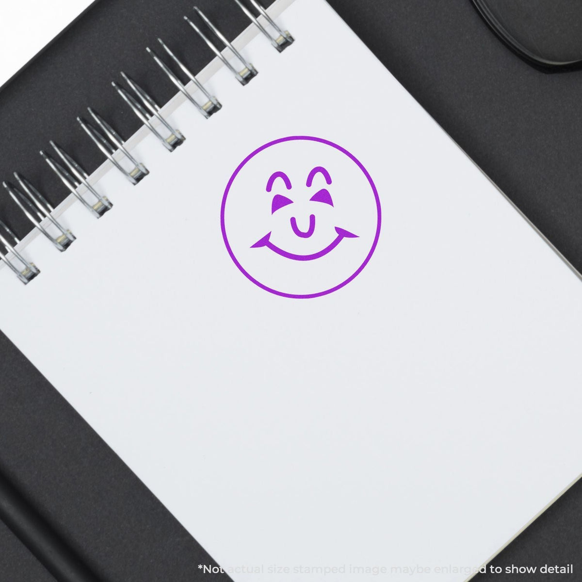 In Use Self-Inking Round Happy Face Stamp Image