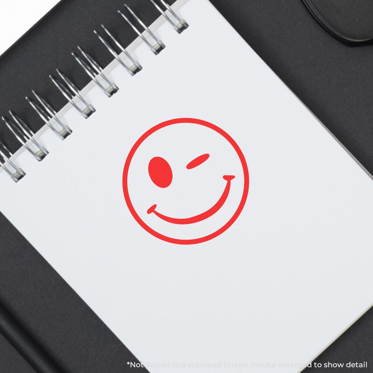 In Use Self-Inking Round Winking Smiley Stamp Image