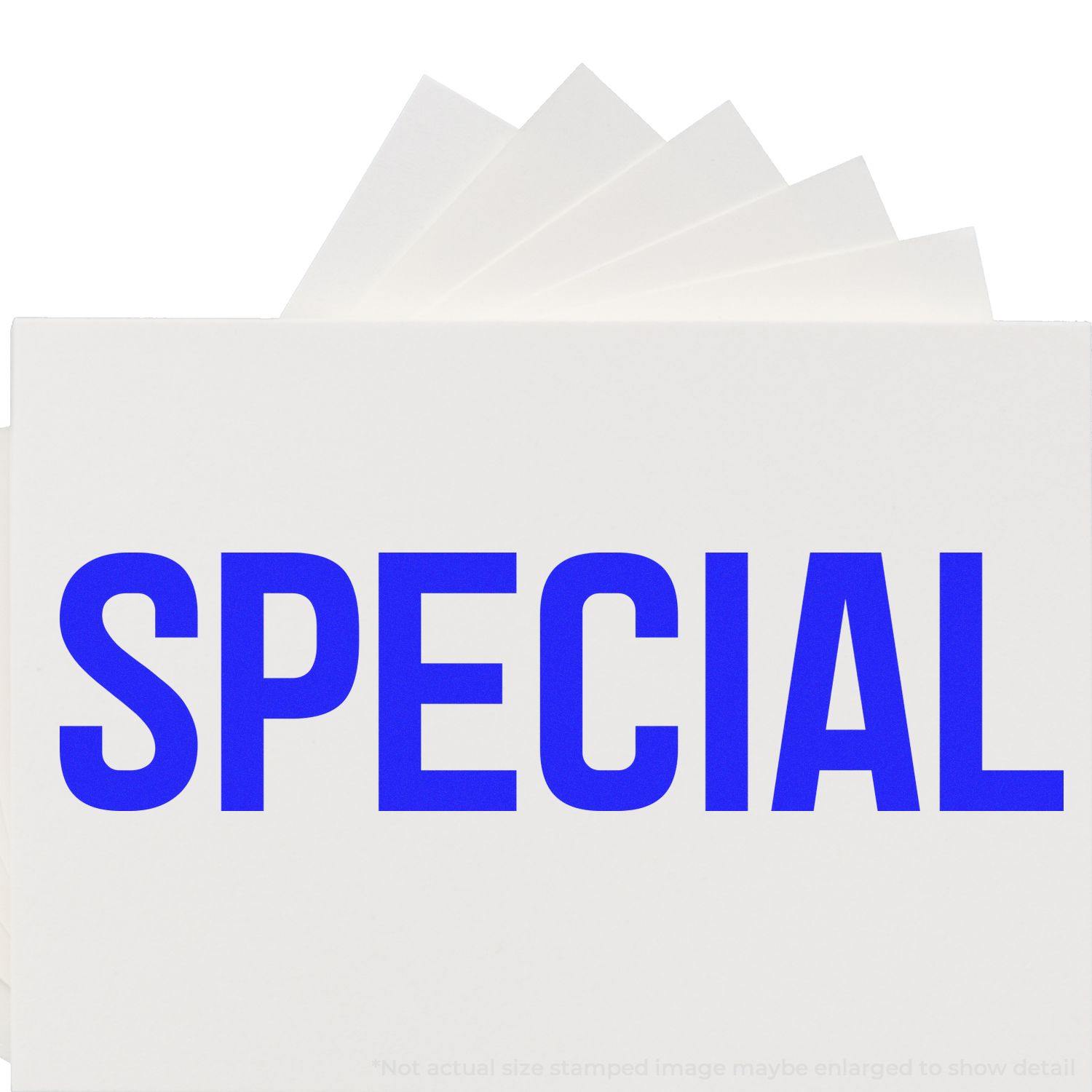 Large Pre-Inked Special Stamp imprinting the word 'SPECIAL' in bold blue letters on a white background.